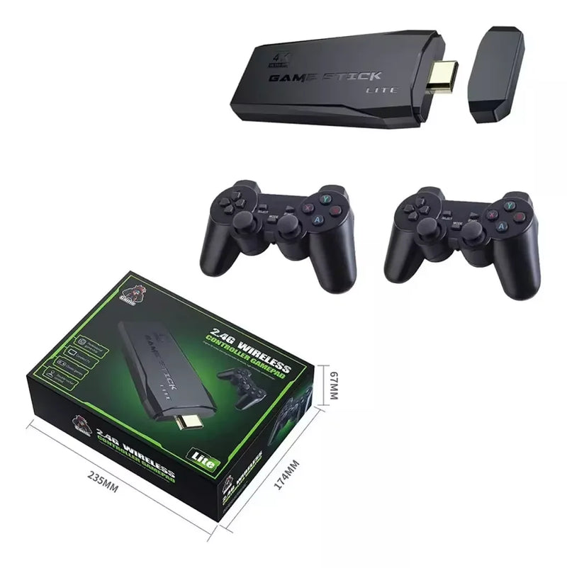 Game Stick 4K HD Retro Console 64GB com 10.000 Jogos PS1, FC, GBA e Controle Sem Fio