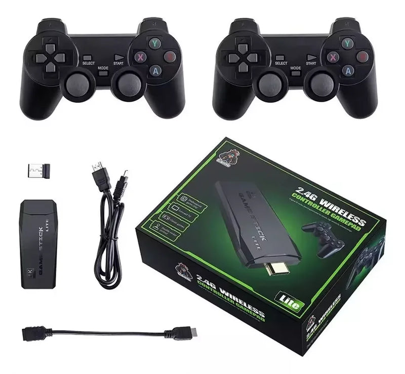 Game Stick 4K HD Retro Console 64GB com 10.000 Jogos PS1, FC, GBA e Controle Sem Fio